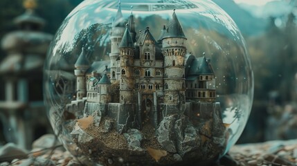 Poster - Within the confines of the glass vessel, the castle stands as a reminder of the power of imagination to create worlds beyond our wildest dreams.