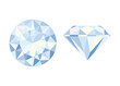 © Elokua - Round brilliant cut diamond top and side views. Colored flat icon. Vector illustration