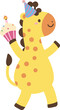 Cute giraffe with cupcake illustration vector