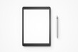 © Regi Munandar - minimal modern blank 12.9 inch screen display tablet pro responsive mobile device with digital pencil realistic mockup design template isolated 3d render illustration