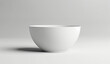A white bowl mockup sitting on a table with a shadow on white isolated background. Generative AI