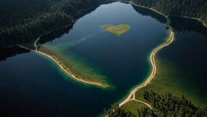 Wall Mural - aerial view of the lake