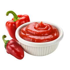 Poster - Tasty Red Bell Pepper Sauce Isolated On White Background