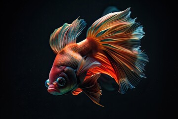 Wall Mural - battle fish on black background