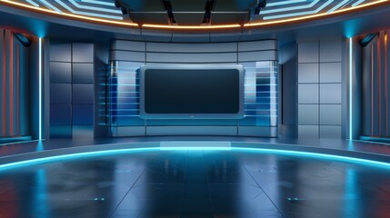 Wall Mural - A stunning 3D virtual studio with the perfect background for TV shows and news slides