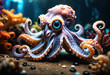 Octopus Squirming Through a Reef in the Ocean. Generative AI