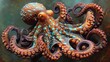 Octopus with vibrant blue and orange patterns