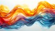 An abstract image depicting a dynamic and fluid blend of orange and blue colors resembling satin waves in motion. 