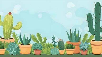 Wall Mural - set of colorful cactus plants in colored pots. Exotic and Tropical Plants - Cacti for design isolated on white background. Hand drawn succulent realistic illustrations for design. Ai generated 