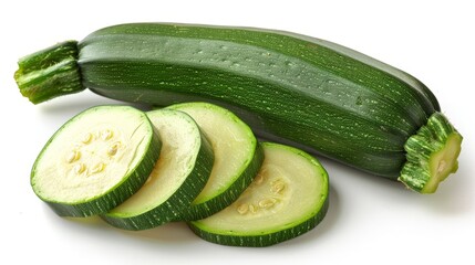 Canvas Print - Zucchini and Zucchini Slices on White Surface