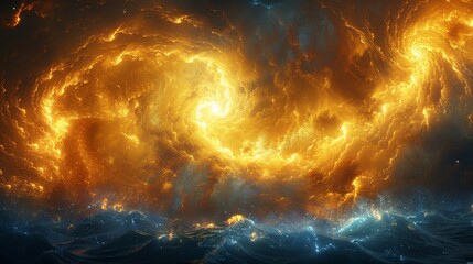 Wall Mural - a colorful swirl of space with a blue and orange hue