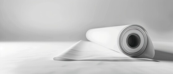 Wall Mural - White paper roll wrapping on white backdrop studio