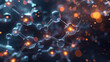 Close-up of Glowing Molecular Structure with Bokeh Light Effects