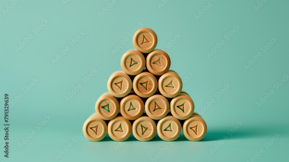 Stacked Runes Wooden Runes Stacked in a Pyramid Shape on Teal Background Stock ...