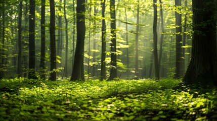 Poster - Sunlit path cutting through lush forest