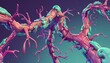 A delicate network of branching bacteria, resembling a miniature tree, extended its intricate branches across the microscopes slide, its intricate structure hinting at the interconnectedness of life