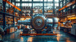 Large turbine industrial compressor for air injection and pressure equipment at oil refinery petrochemical industrial plant