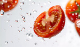 Fototapeta Pokój dzieciecy - Tomato vegetables banner with water drops, generated ai