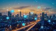 Smart cities connect devices and people through 5G and the Internet of Things (IoT), enabling improved communication and infrastructure.