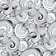 black and white. wavy doodle seamless pattern for your design. Abstract curly seamless illustration