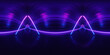 HDRI. Glowing neon lines. Full spherical panorama 360 degrees. Reflections on ground, lights, abstract vintage retro background, ultraviolet, spectrum vibrant colors, laser show. 3D 