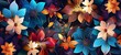 Abstract background with colorful flowers, modern luxury mural wall art illustration, Generative AI