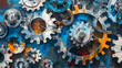 © Aisyaqilumar - Abstract painting of interlocking gears and cogs, symbolizing the interconnectedness in the machine building business.