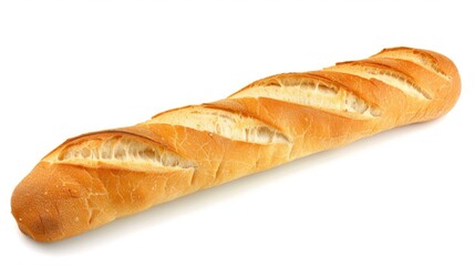 Wall Mural - Top view baguette bread isolated white background