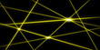 Yellow intersecting laser beams, glowing stripes. Abstract vector illustration isolated on black background.