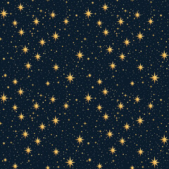 Wall Mural - Stars scattered on a navy blue background creating a cosmic feel