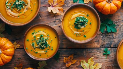 Sticker - Bowl of soup with pumpkin and leaves