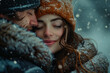 Warm hugs shared on a cold winter's day, providing comfort and reassurance. Concept of emotional support and affectionate gestures. Generative Ai.