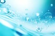 Visualize abstract aqua dynamics: a gentle stream of water adorned with bubbles flowing against a peaceful backdrop, offering ample copy space for context or messaging.