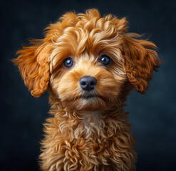 Wall Mural - Toy poodle puppy on dark background