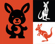 Set of Kangaroo design. Cartoon Kangaroo vector icon. kangroo, animal, kangroo cartoon. vector design icon.
