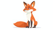 Clever looking fox sitting and smiling vector art Hand drwan