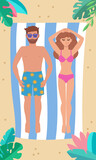 Fototapeta  - Couple Relaxing on Tropical Beach Vacation.