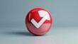 Illustration of a 3D realistic button with a check mark.