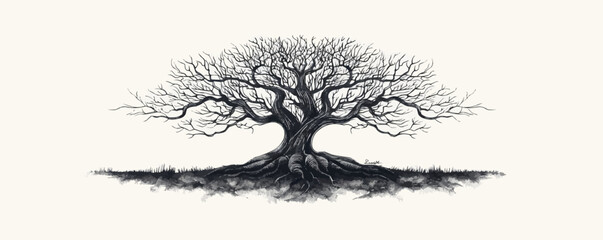 Wall Mural - Tree of life sketch hand drawn in doodle style. vector simple illustration