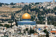 Aerial view of the famous Dome of the Rock mosque in Old City of Jerusalem.