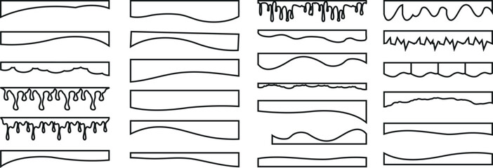 Wall Mural - Web border collection vector illustration. Perfect for website, certificate, invitation decoration. Elegant, simple lines, zigzag, waves, fringes, patterns, ornamental divider