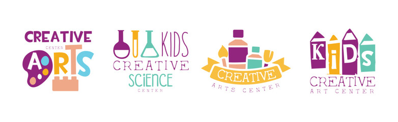 Sticker - Kids Creative Art Center Logo and Label Design Vector Set