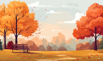 Sticker - Autumn foliage in a park vector simple 3d smooth isolated illustration