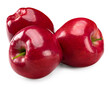 three red apples isolated on white background. clipping path