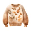 Watercolor autumn knitted sweater isolated on white background. Hand drawn illustration
