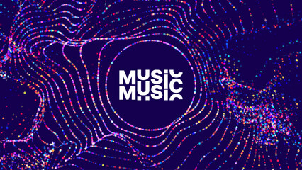 Aufkleber - Abstract Sound Wave Circle Round EQ Background. Digital Music BG. Dynamic Music Wavy Lines Flow. Digital Equalizer. Round Sound Data Visualization. Abstract Vector Background.
