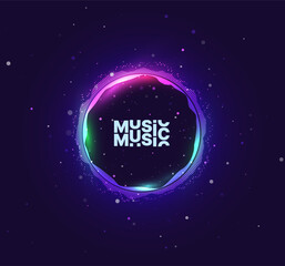 Aufkleber - Abstract Sound Wave Circle Round EQ Background. Digital Music BG. Dynamic Music Wavy Lines Flow. Digital Equalizer. Round Sound Data Visualization. Abstract Vector Background.