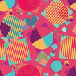 Vibrant geometric seamless pattern featuring circles and squares abstract background. This colorful design is perfect for textile prints or art projects