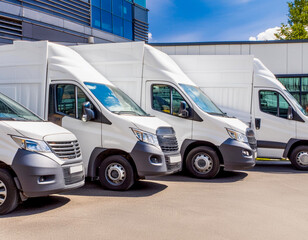 van transportation delivery fleet of cargo trucks courier service truck park