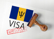 Barbados Visa Approved with Rubber Stamp and flag
